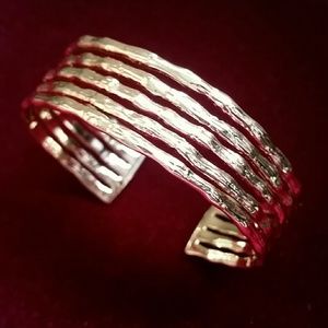 Anthropologie Fashion Cuff Bracelet Textured Gold